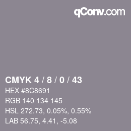 颜色代码: CMYK 4 / 8 / 0 / 43 | qconv.com