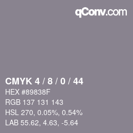 颜色代码: CMYK 4 / 8 / 0 / 44 | qconv.com