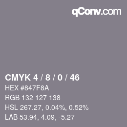 Farbcode: CMYK 4 / 8 / 0 / 46 | qconv.com