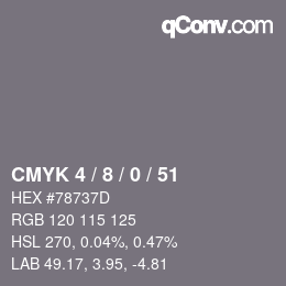 颜色代码: CMYK 4 / 8 / 0 / 51 | qconv.com