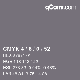 Farbcode: CMYK 4 / 8 / 0 / 52 | qconv.com