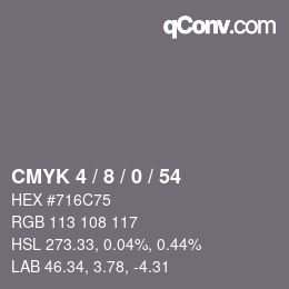 カラーコード: CMYK 4 / 8 / 0 / 54 | qconv.com