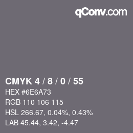 カラーコード: CMYK 4 / 8 / 0 / 55 | qconv.com