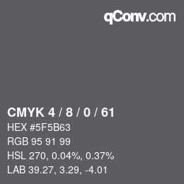 颜色代码: CMYK 4 / 8 / 0 / 61 | qconv.com