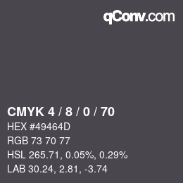 カラーコード: CMYK 4 / 8 / 0 / 70 | qconv.com
