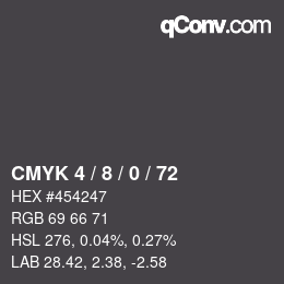 カラーコード: CMYK 4 / 8 / 0 / 72 | qconv.com