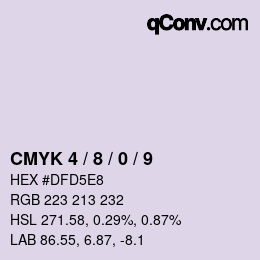 カラーコード: CMYK 4 / 8 / 0 / 9 | qconv.com