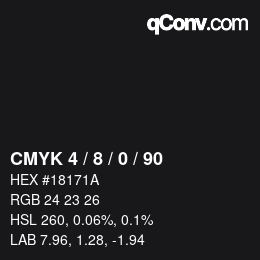 颜色代码: CMYK 4 / 8 / 0 / 90 | qconv.com