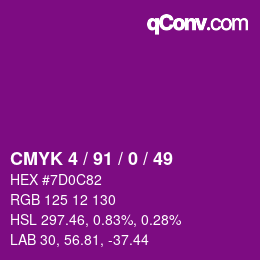 Color code: CMYK 4 / 91 / 0 / 49 | qconv.com