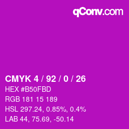 カラーコード: CMYK 4 / 92 / 0 / 26 | qconv.com