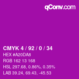 カラーコード: CMYK 4 / 92 / 0 / 34 | qconv.com