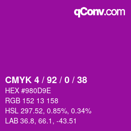 Color code: CMYK 4 / 92 / 0 / 38 | qconv.com