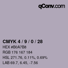 颜色代码: CMYK 4 / 9 / 0 / 28 | qconv.com