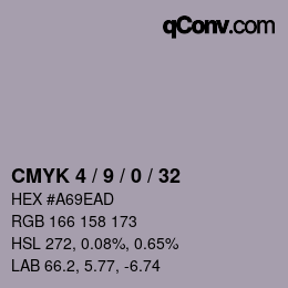 カラーコード: CMYK 4 / 9 / 0 / 32 | qconv.com
