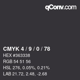 Color code: CMYK 4 / 9 / 0 / 78 | qconv.com