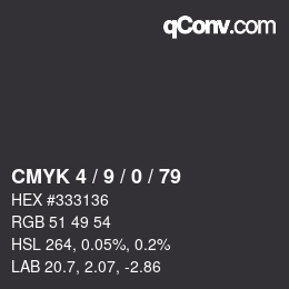 Color code: CMYK 4 / 9 / 0 / 79 | qconv.com