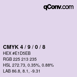 カラーコード: CMYK 4 / 9 / 0 / 8 | qconv.com