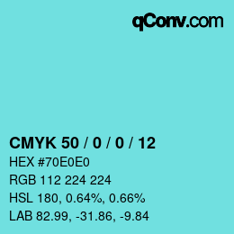 Color code: CMYK 50 / 0 / 0 / 12 | qconv.com