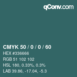 Color code: CMYK 50 / 0 / 0 / 60 | qconv.com