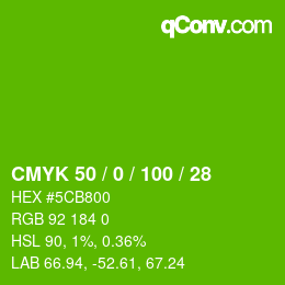 Color code: CMYK 50 / 0 / 100 / 28 | qconv.com