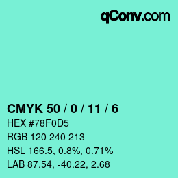 Farbcode: CMYK 50 / 0 / 11 / 6 | qconv.com
