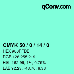Color code: CMYK 50 / 0 / 14 / 0 | qconv.com