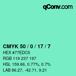 Farbcode: CMYK 50 / 0 / 17 / 7 | qconv.com