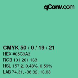 カラーコード: CMYK 50 / 0 / 19 / 21 | qconv.com