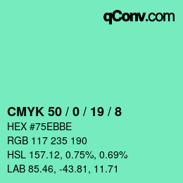 Código de color: CMYK 50 / 0 / 19 / 8 | qconv.com