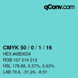 Color code: CMYK 50 / 0 / 1 / 16 | qconv.com