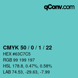 Color code: CMYK 50 / 0 / 1 / 22 | qconv.com