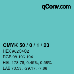 Color code: CMYK 50 / 0 / 1 / 23 | qconv.com