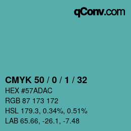 Color code: CMYK 50 / 0 / 1 / 32 | qconv.com