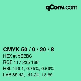 Color code: CMYK 50 / 0 / 20 / 8 | qconv.com
