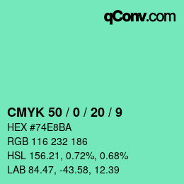 Color code: CMYK 50 / 0 / 20 / 9 | qconv.com
