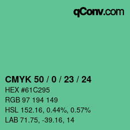 Color code: CMYK 50 / 0 / 23 / 24 | qconv.com