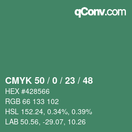 Farbcode: CMYK 50 / 0 / 23 / 48 | qconv.com
