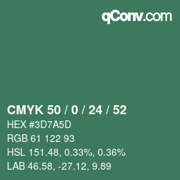 Color code: CMYK 50 / 0 / 24 / 52 | qconv.com