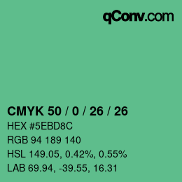 カラーコード: CMYK 50 / 0 / 26 / 26 | qconv.com