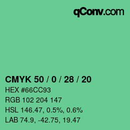 Color code: CMYK 50 / 0 / 28 / 20 | qconv.com