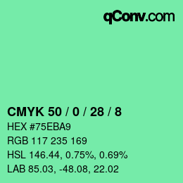 Color code: CMYK 50 / 0 / 28 / 8 | qconv.com