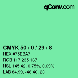 Color code: CMYK 50 / 0 / 29 / 8 | qconv.com