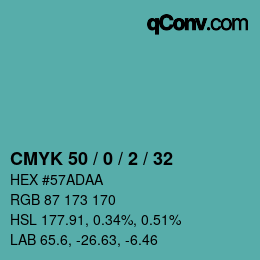 Color code: CMYK 50 / 0 / 2 / 32 | qconv.com
