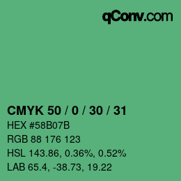 Color code: CMYK 50 / 0 / 30 / 31 | qconv.com