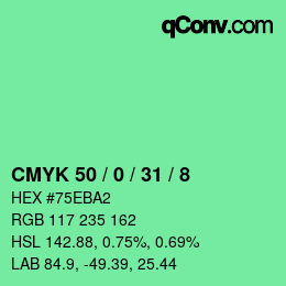 Color code: CMYK 50 / 0 / 31 / 8 | qconv.com