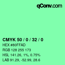 Color code: CMYK 50 / 0 / 32 / 0 | qconv.com
