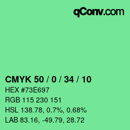 カラーコード: CMYK 50 / 0 / 34 / 10 | qconv.com
