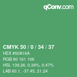 颜色代码: CMYK 50 / 0 / 34 / 37 | qconv.com