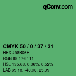 Color code: CMYK 50 / 0 / 37 / 31 | qconv.com