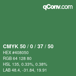 Color code: CMYK 50 / 0 / 37 / 50 | qconv.com